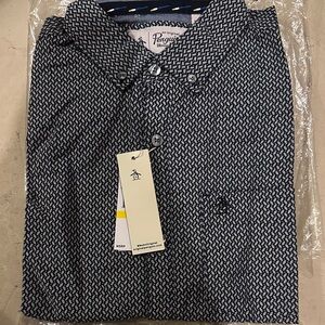 Original Penguin Men's Black and White Pattern Button Up size M NWT